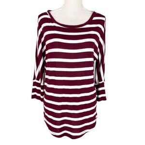Mix by 41Hawthorn Sweater Medium Maroon White Stripes Super Soft